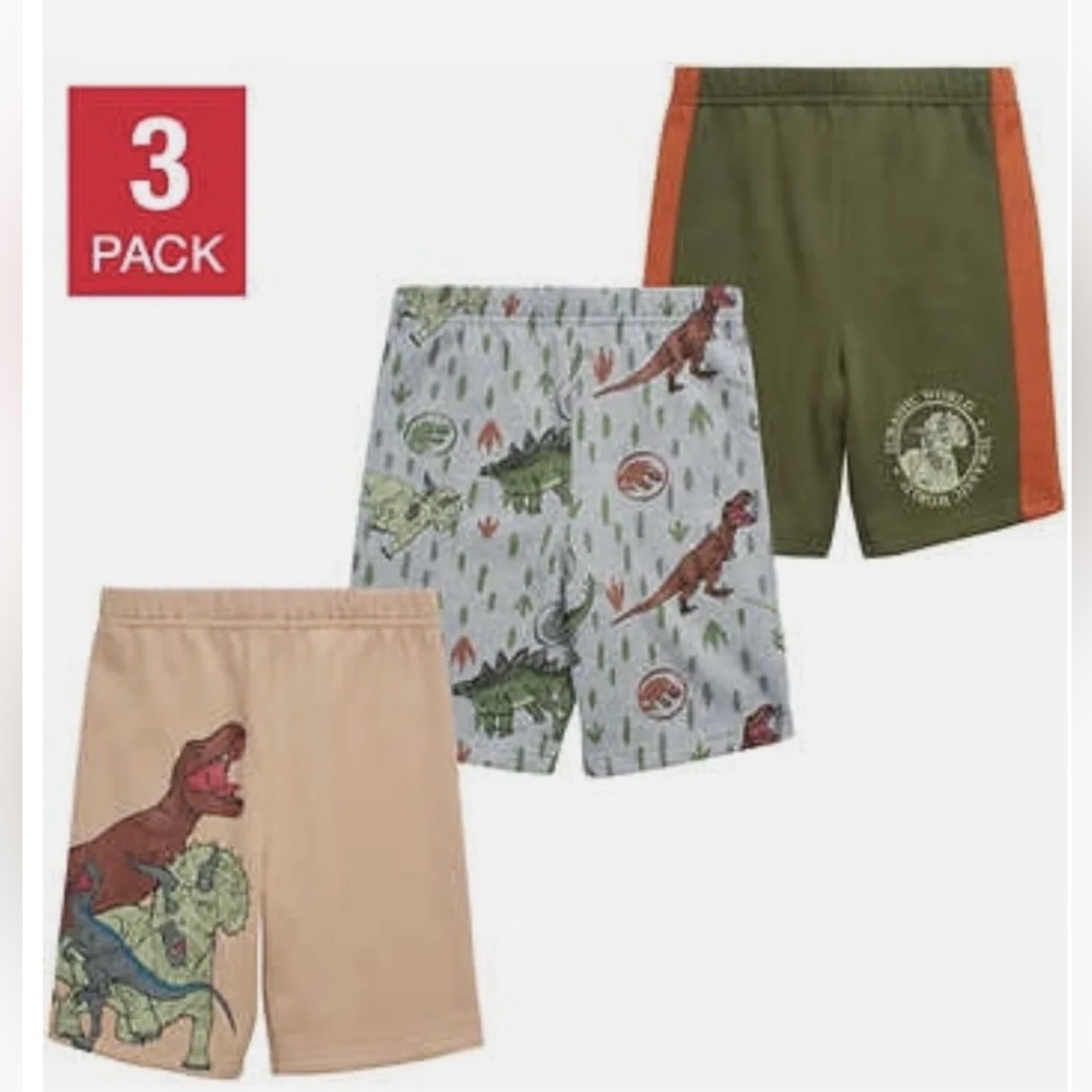 Marvel boys Jurassic park 3 pack set fleece shorts little boys 4T toddler NwT